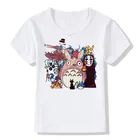 Одежда для мальчиков и девочек модные принты Spirited Away Totoro футболка для детей с рисунком из аниме футболка детские топы, повседневная одежда для малышей,