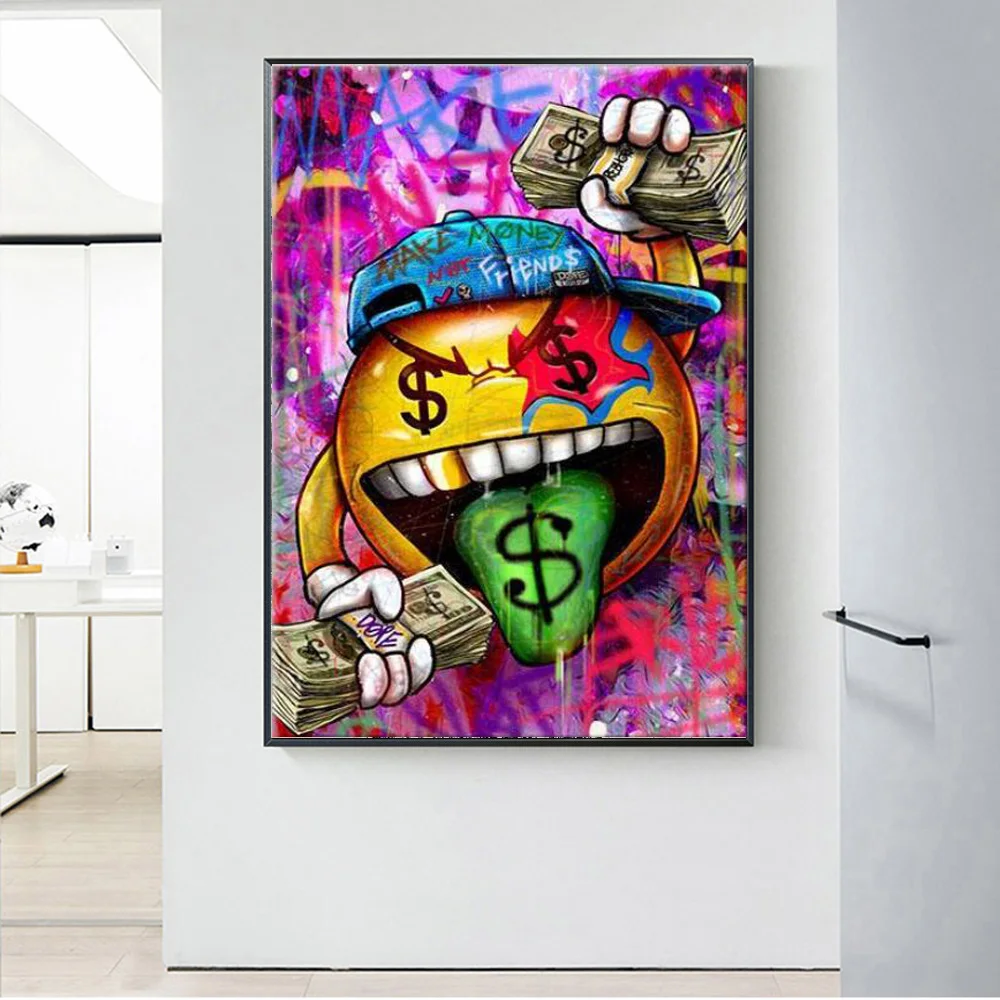 Граффити деньги долларов язык картина маслом на холсте прекрасные настенные