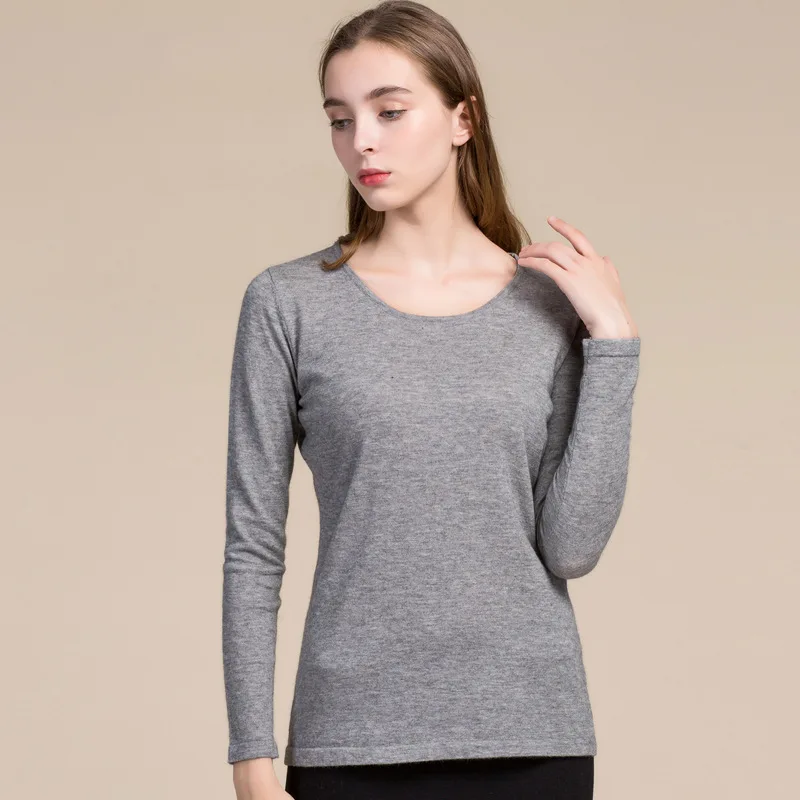 

Womens Long Sleeve Shirt 85% Wool 15% Velvet Knit Womens Round Neck Long Sleeve Top Size M L XL XXL