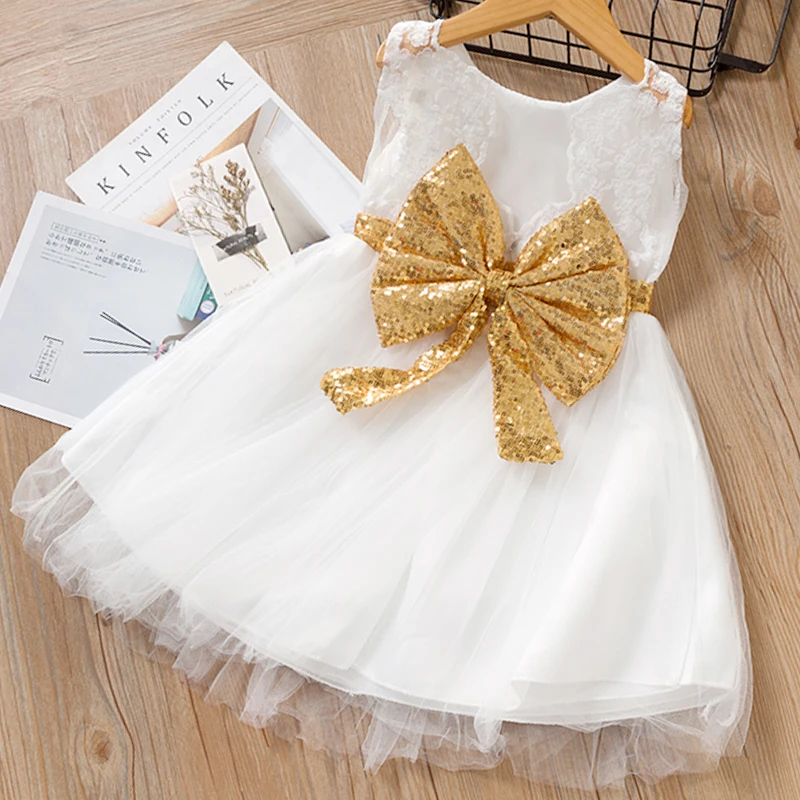 ax562 white Bear Leader/платье принцессы для девочек; новое летнее элегантное платье для девочек; праздничное платье без рукавов с бантом; Милая одежда для детей 2-6 лет - Цвет: ax562 white