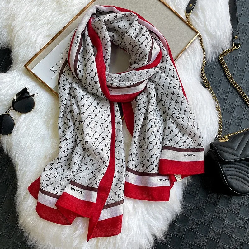 

Foulard Female Cotton Scarf Large Shawl Wrap Soft Hijab Print Scarves Winter Autumn Beach Stoles Women Bufanda 2021 New