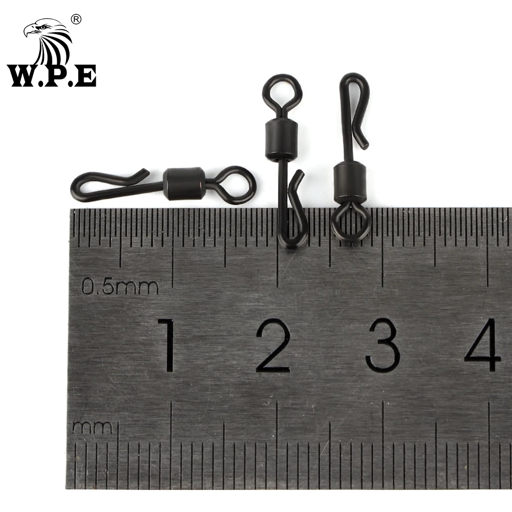 W.P.E 1set/30pcs  Long body Quick Change Swivel Q-Shaped Carp Fishing Accessories Matte Black Carp Fishing Terminal Tackle Pesca