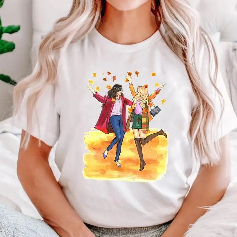 Женская футболка с рисунком на День Благодарения милая Хэллоуин осень