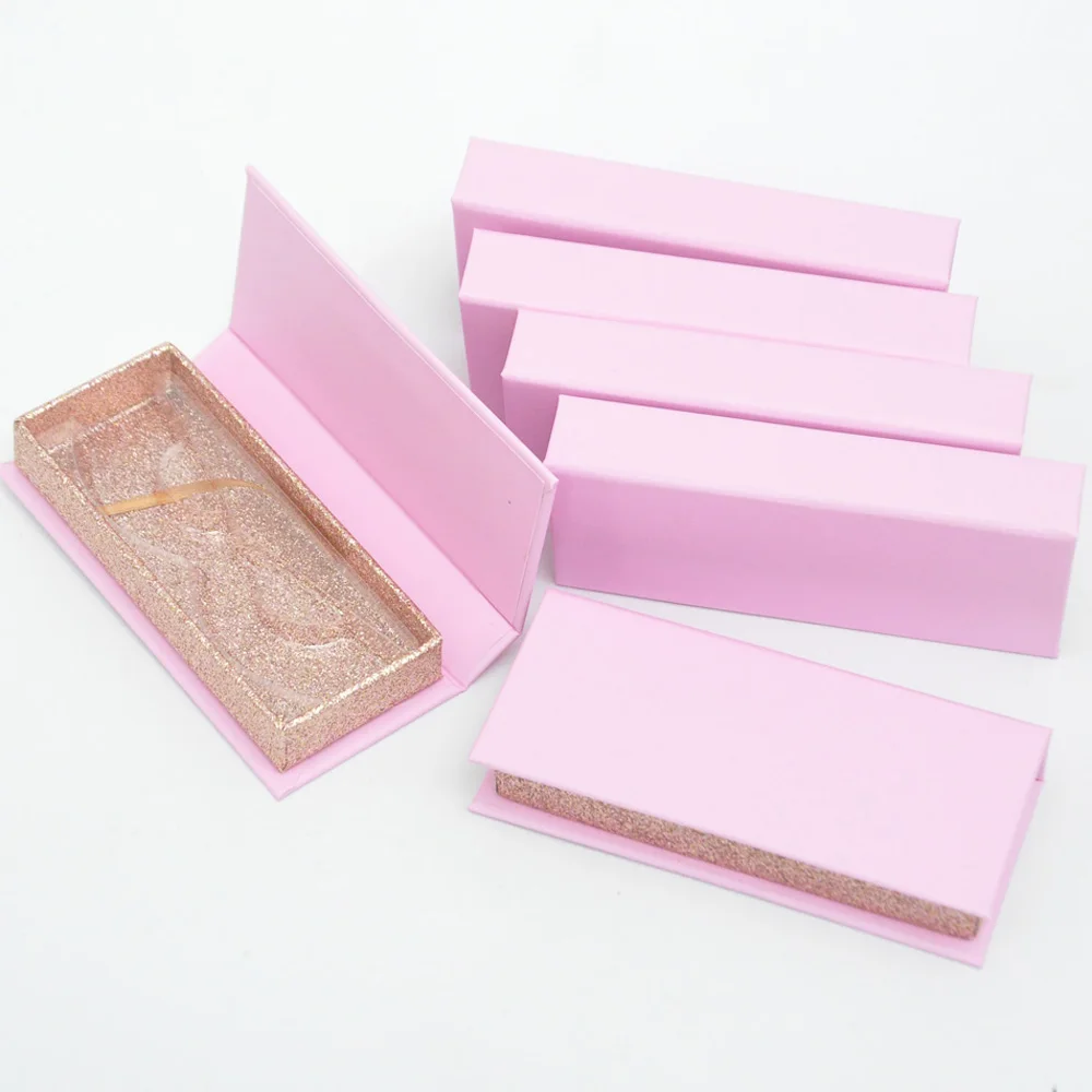 

Wholesale Eyelash Packaging Box Lash Boxes Package Custom Rectangle Dark Pink Rose Gold Mink Lashes Makeup Storage Case Vendors