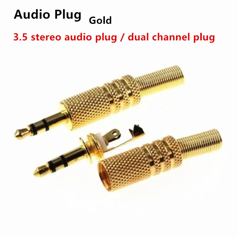 

Штекеры 3,5 мм позолоченные для музыкальных динамиков, 5 шт.