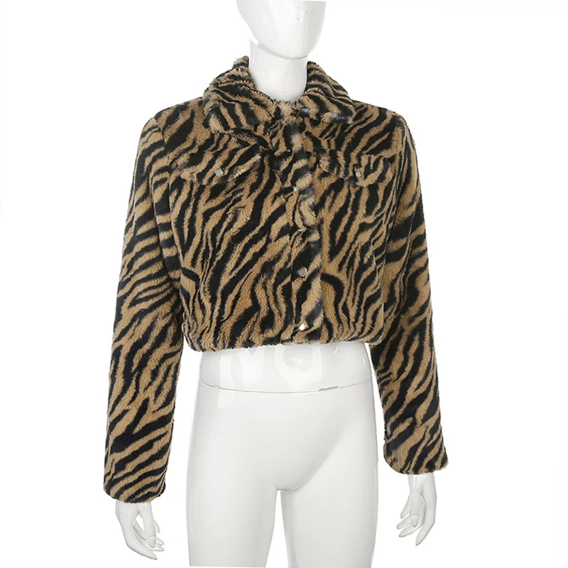 Женская короткая куртка пальто укороченные топы для девушек Осень-зима с принтом