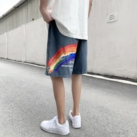 fardress new boys casual shorts rainbow printed casual loose five point pants mens sports beach pants