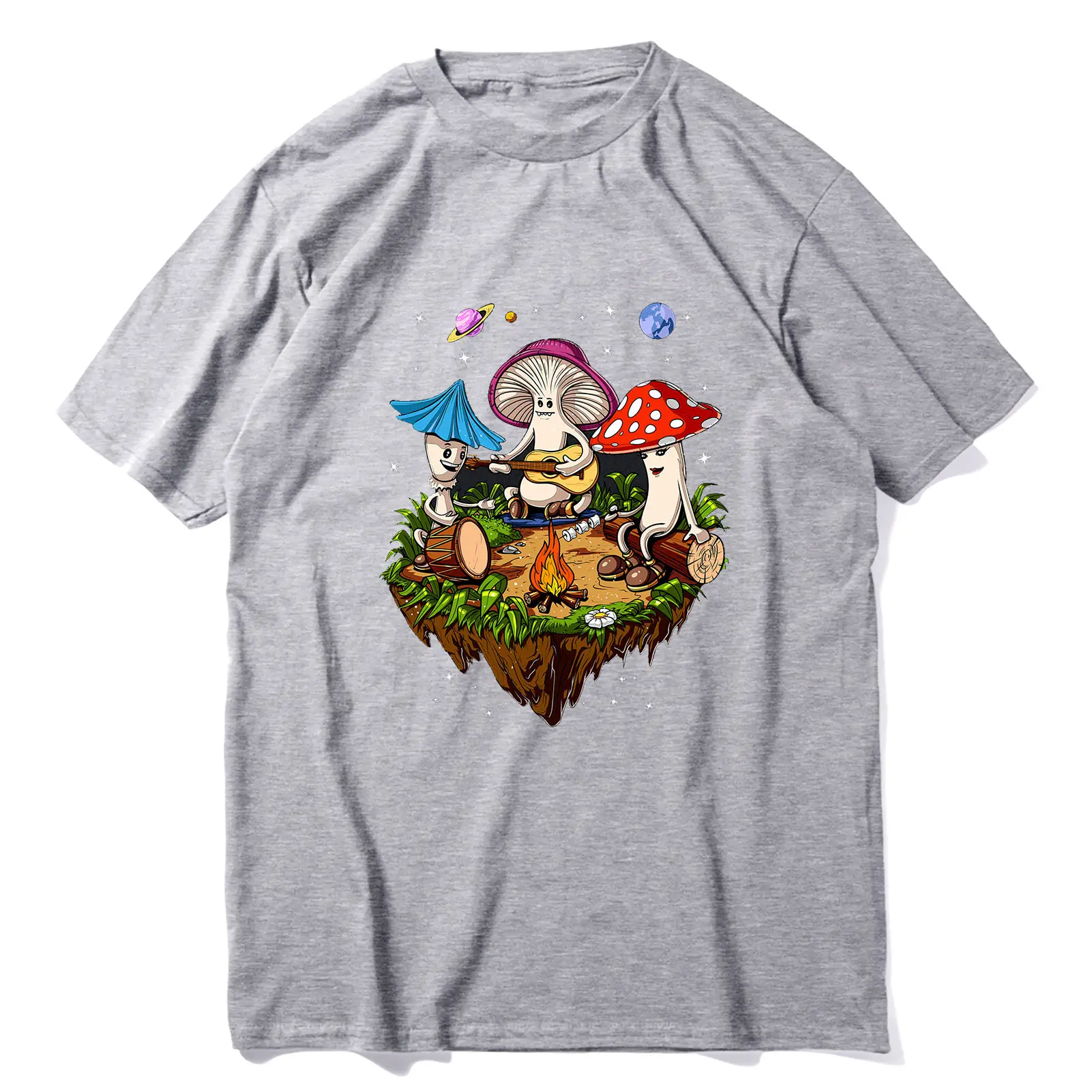 

Unisex Hippie Mushrooms Camping Psychedelic Forest Fungi Festival Men's 100% Cotton Short Sleeve T-Shirt Streetwear Soft Tee