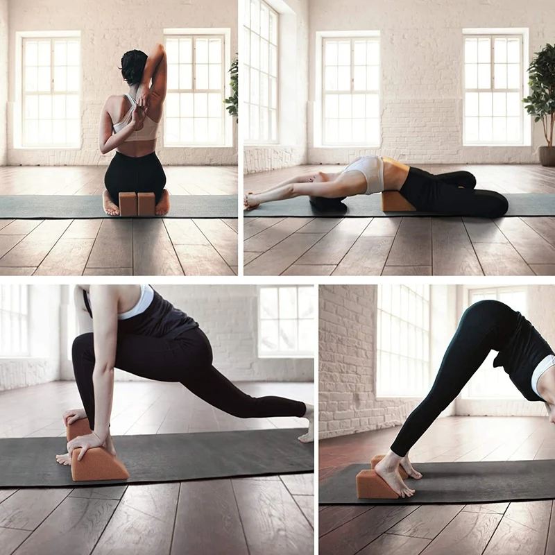 

New Sale 2 Pack Multifunctional Cork Yoga Blocks Trapezoid Yoga Block Set Exercise Accessories for Home Gym