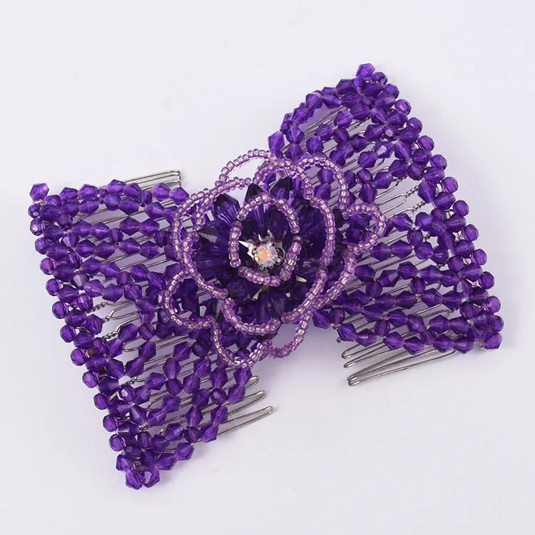 F Purple DIY женские эластичные Волшебные волосы инструменты для волос бусины коготь зажим аксессуары жемчужные расчески для волос производитель волос винтажная булочка прическа Мода - Цвет: F Purple