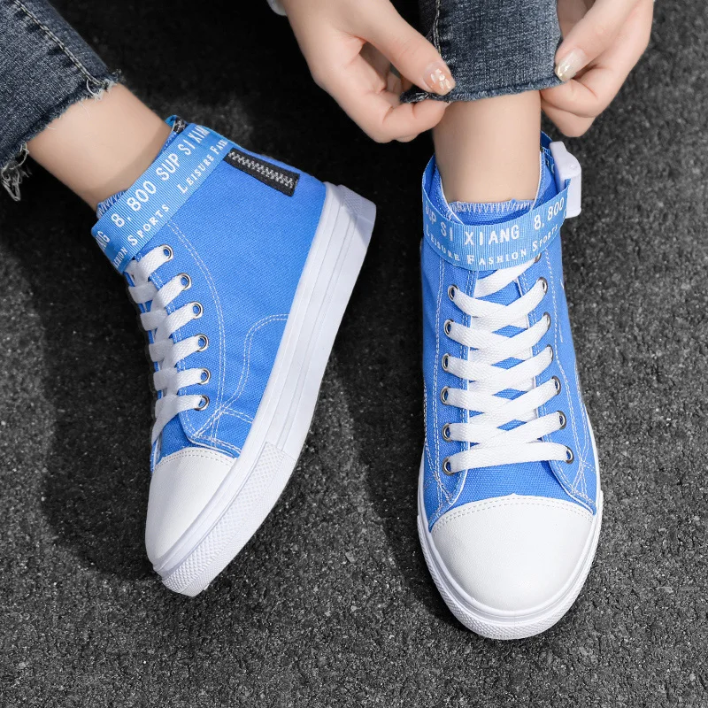 

Sneakers Women 2021 New Parent-Child Canvas Shoes Lady High-Top Lace-Up Vulcanized Zapato Casual Breathable Zapatillas Mujer A74
