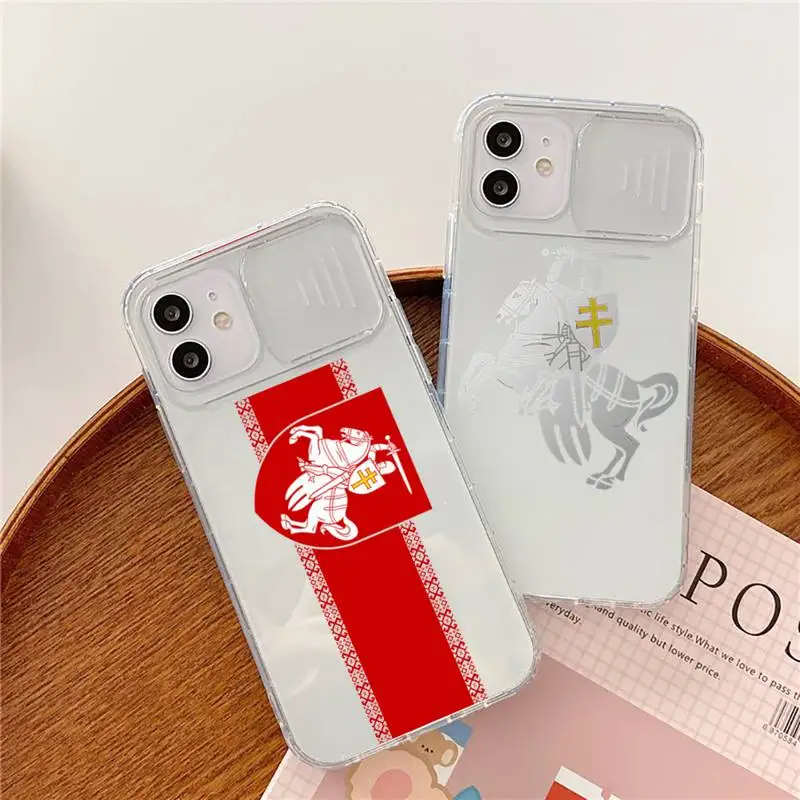 

Republic Belarus National flag Phone Case transparent For iPhone 7 8 11 12 X XS XR MINI Pro Max Plus Slide Camera Lens Protect