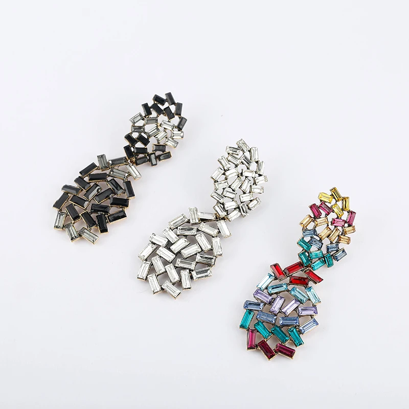 Женские серьги подвески со стразами Yhpup Разноцветные с геометрическим