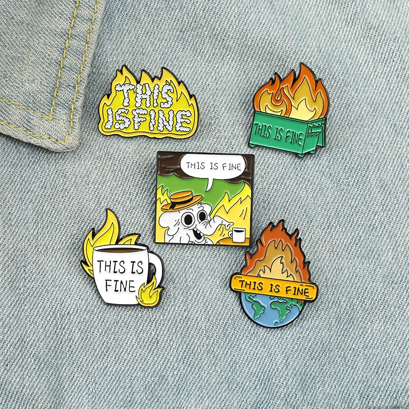 

Funny Animal Brooch in Shirt Bag Flame Earth Enamel Pins Cartoon Anime White Elephant Brooch Fashion Cute Backpack Badge