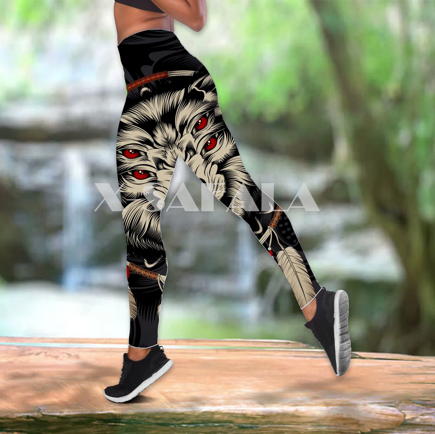 

The King Lion Animal Two Piece Yoga Set Women 3D Print Vest Hollow Out Tank Top High Waist Legging Summer Casual Sport-2