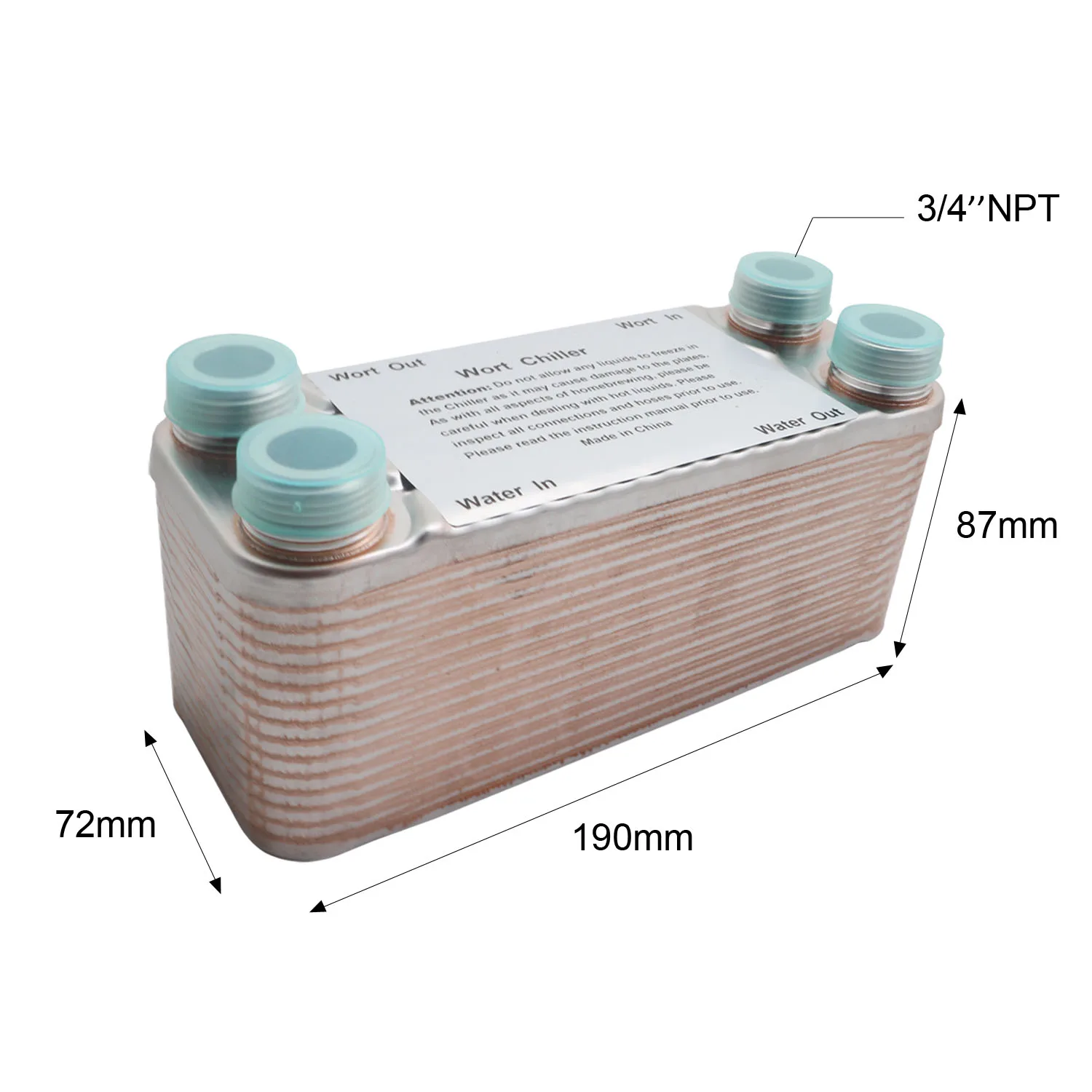 30 тарелок чиллер из нержавеющей стали пивоваренный Чиллер с 3/4 NPT садовый шланг