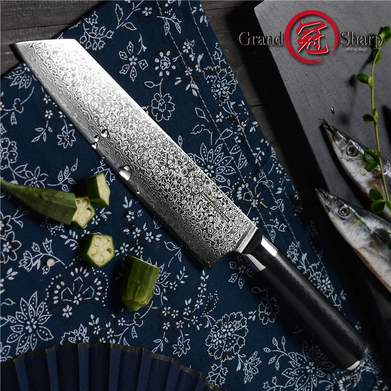 GRANDSHARP дамасский нож шеф повара 8 2 дюйма VG10 Японский стальной кухонный японские
