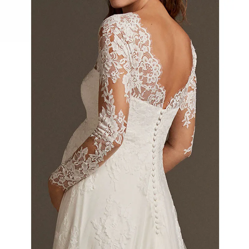 Vestido De Noiva Элегантное свадебное платье для беременных с длинным рукавом для будущих мам кружевное свадебное платье для женщин Mariage