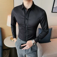 2021 four seasons brand handsome mens long shirt gorgeous mens jacket versatile lapel slim business leisure office mens wear