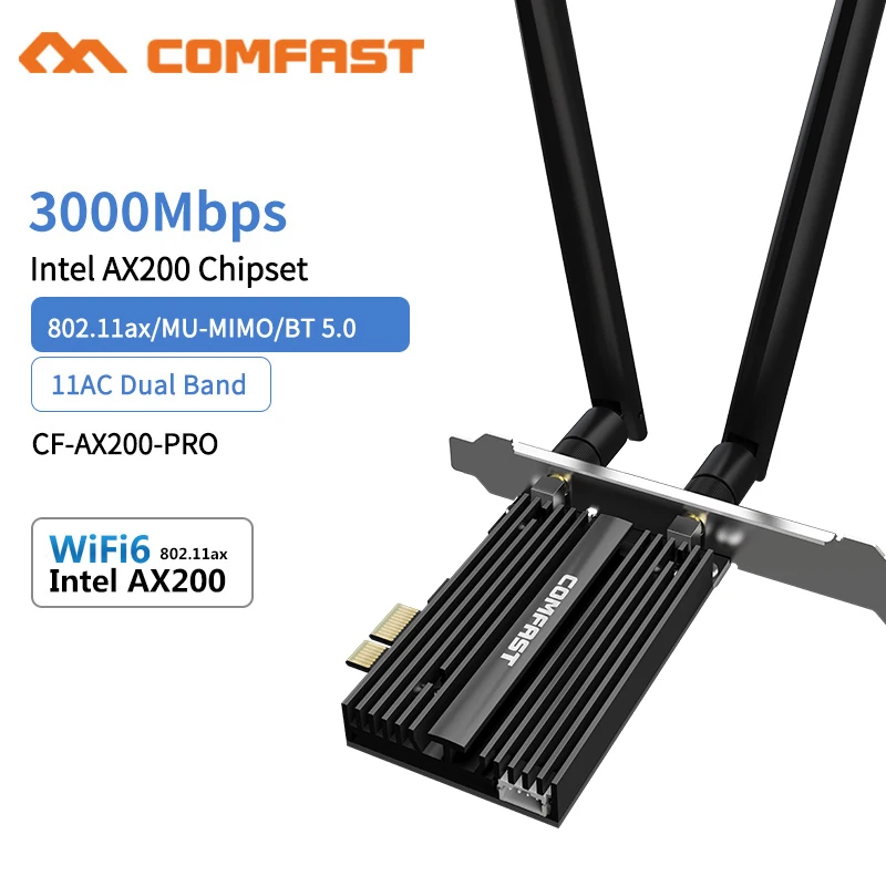 COMFAST AX200 PCIE X1 Dual Band Беспроводной сетевая карта 2 4 ГГц Wi Fi 5 Bluetooth Вай Фай адаптер