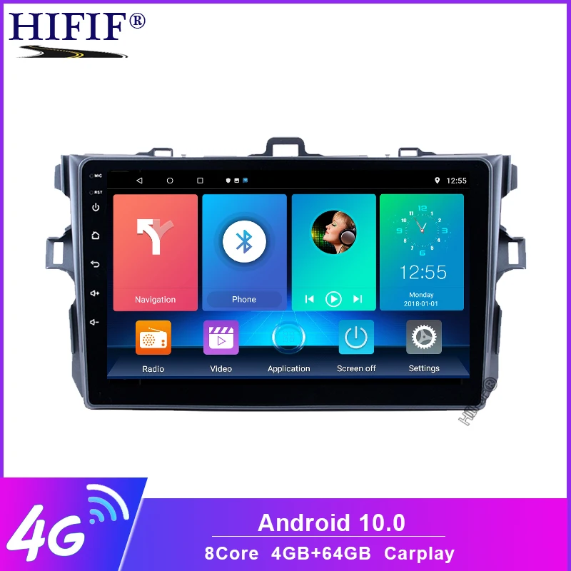 Автомагнитола Carplay для Toyota corolla 2007-2011 4 Гб ОЗУ 64 ПЗУ DSP IPS Android 10 DVD GPS радио экран