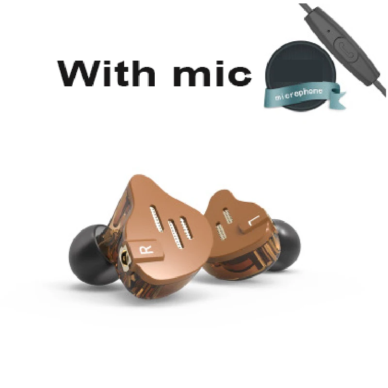 Brown with mic PHB Hybrid HIFI 1BA+ 1DD наушники-вкладыши Сменные машины спортивный провод гарнитура наушники - Color: Brown with mic