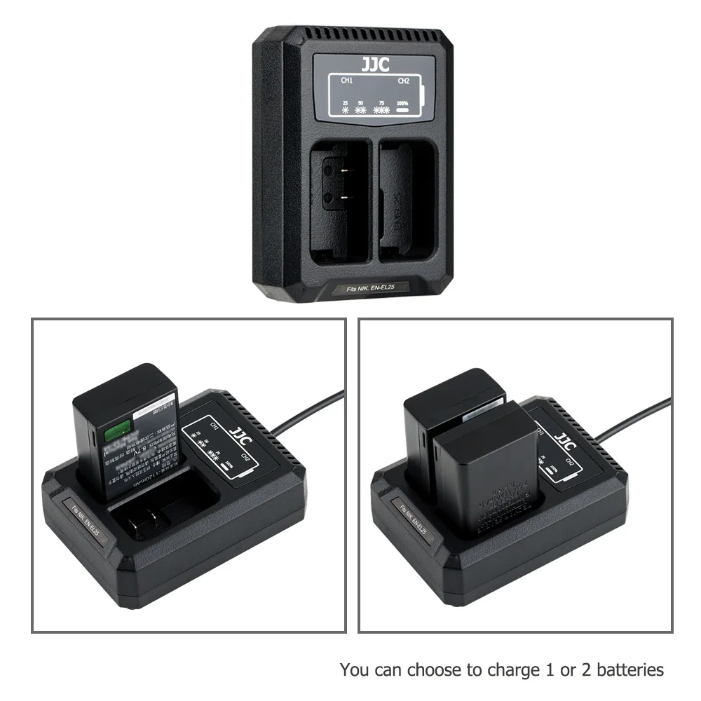 JJC USB двойное зарядное устройство для камер Nikon Z50 подходит EN EL25 перезаряжаемый