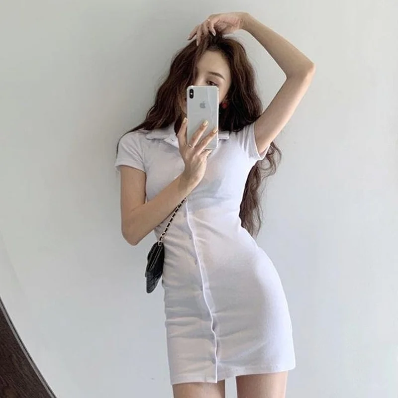 

Summer Fresh Lapel Short Sleeve Dress Short Skirt Women's Wear