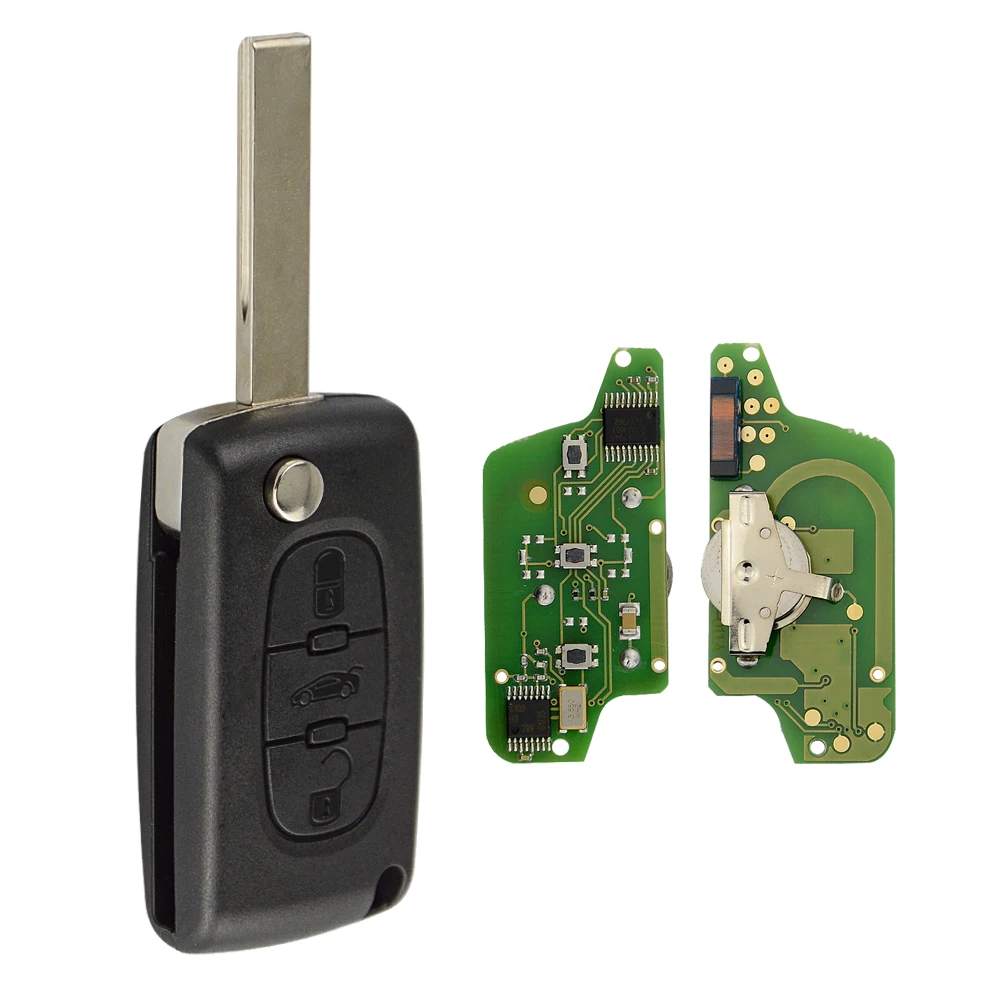 HU83 Blade OkeyTech для peugeot 407 308 307 208 207 партнер дистанционного Флип складной 3 кнопки CE0523 VA2 HU83 лезвие 433 МГц ID46 PCF7941 чип - Количество кнопок: HU83 Blade