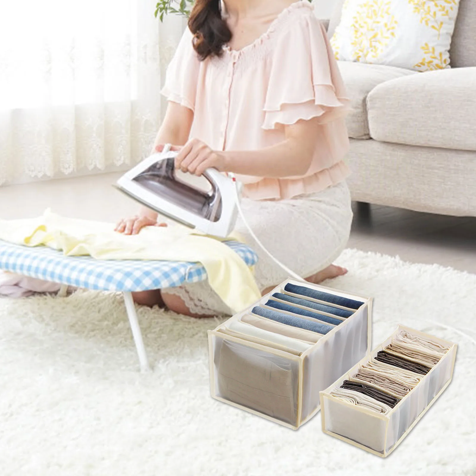 

Чистый и гигиеничный ящик для хранения джинсов, ящик для одежды, ящик для одежды, сетчатая перегородка для брюк, бытовая стойка для хранения