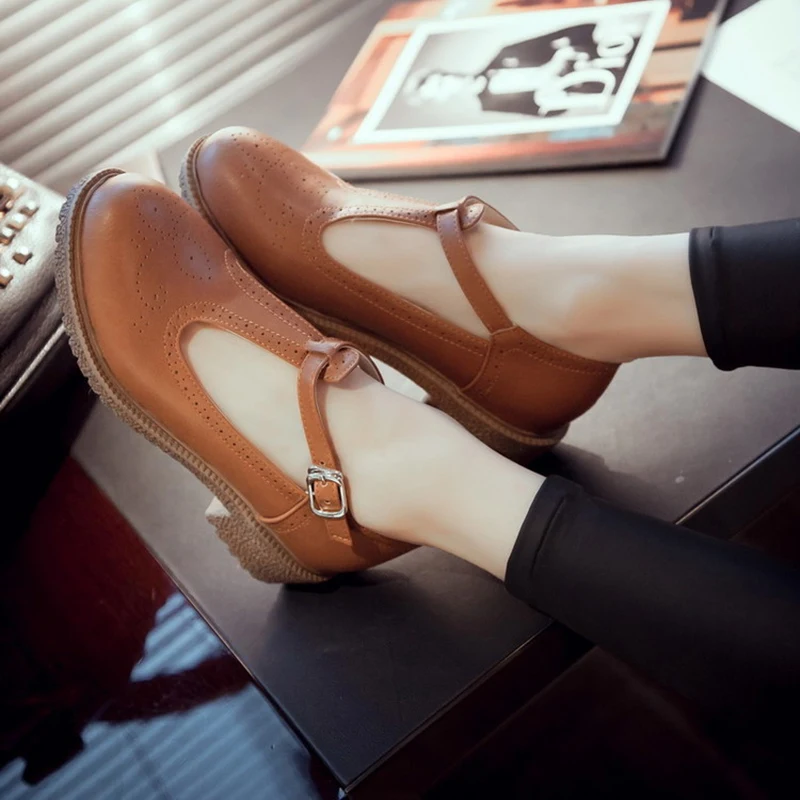 Туфли оксфорды женские с Т образным ремешком модные повседневные лоферы плоская