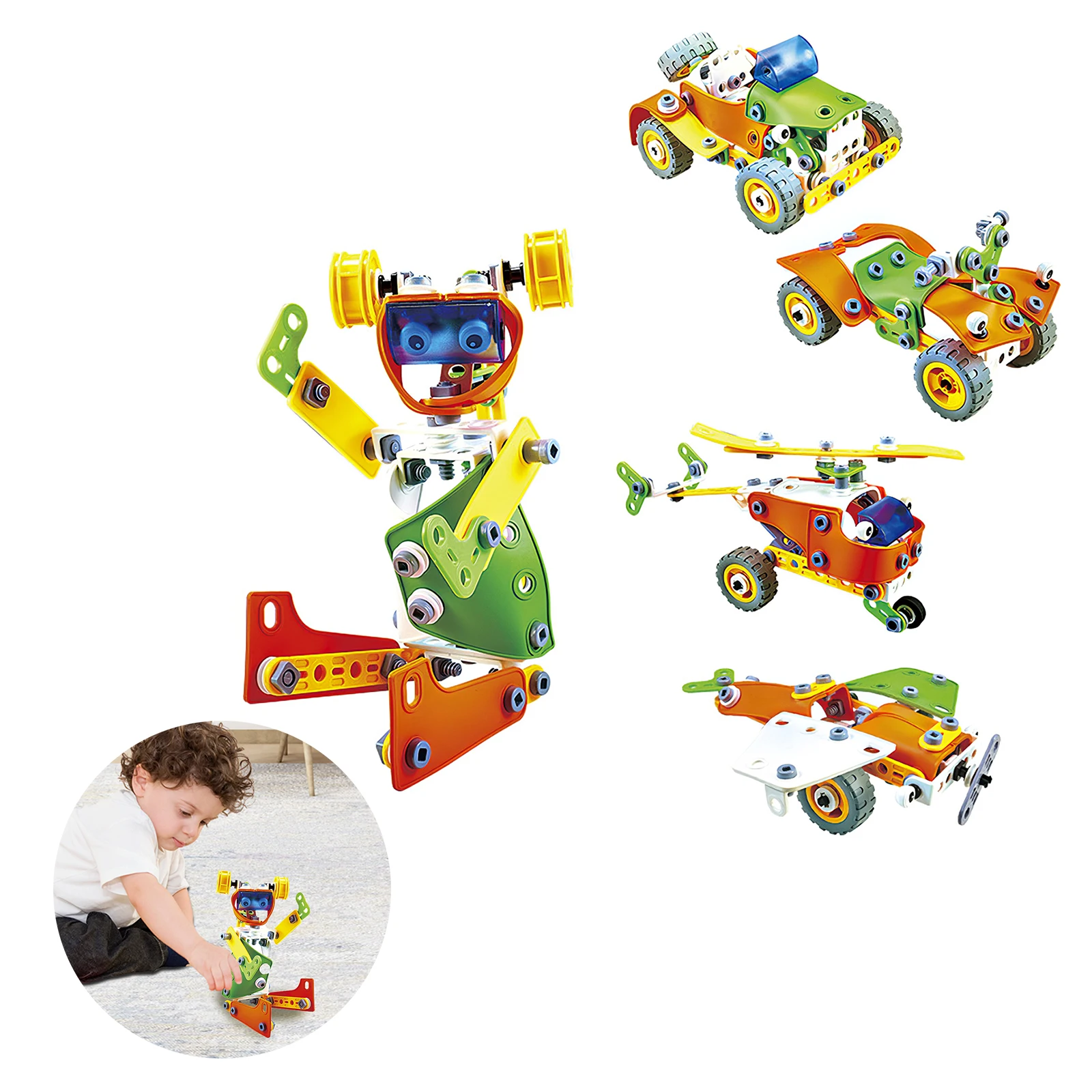 

Interesting Assembling Toys Children Educational Construction Car Robot Shape Color Cognition Training Freely Assembling Toy Set