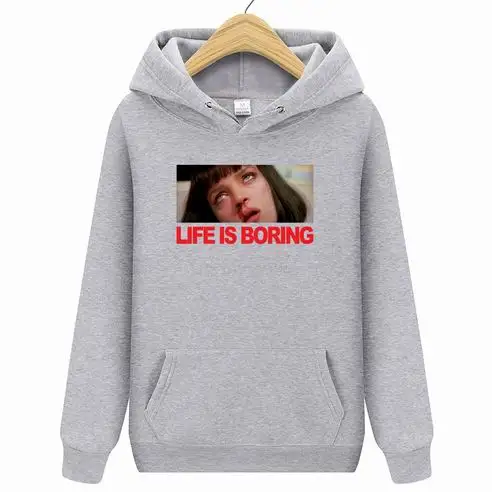 Новая модная мужская толстовка с принтом «Life is Boring», толстовка в стиле хип-хоп, черная куртка, Мужская одежда, Hombre Marca, с капюшоном - Цвет: gray