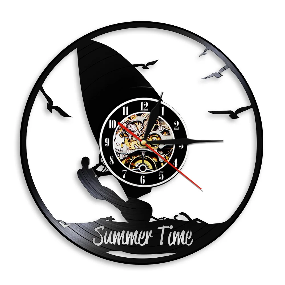 Летние 3D настенные часы для серфинга пляжа виниловая запись индивидуальный