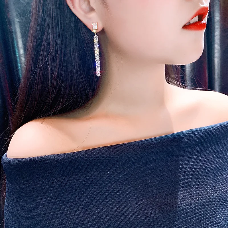 Новый список игл высокого качества чистая красная длинная темпераментная серьга