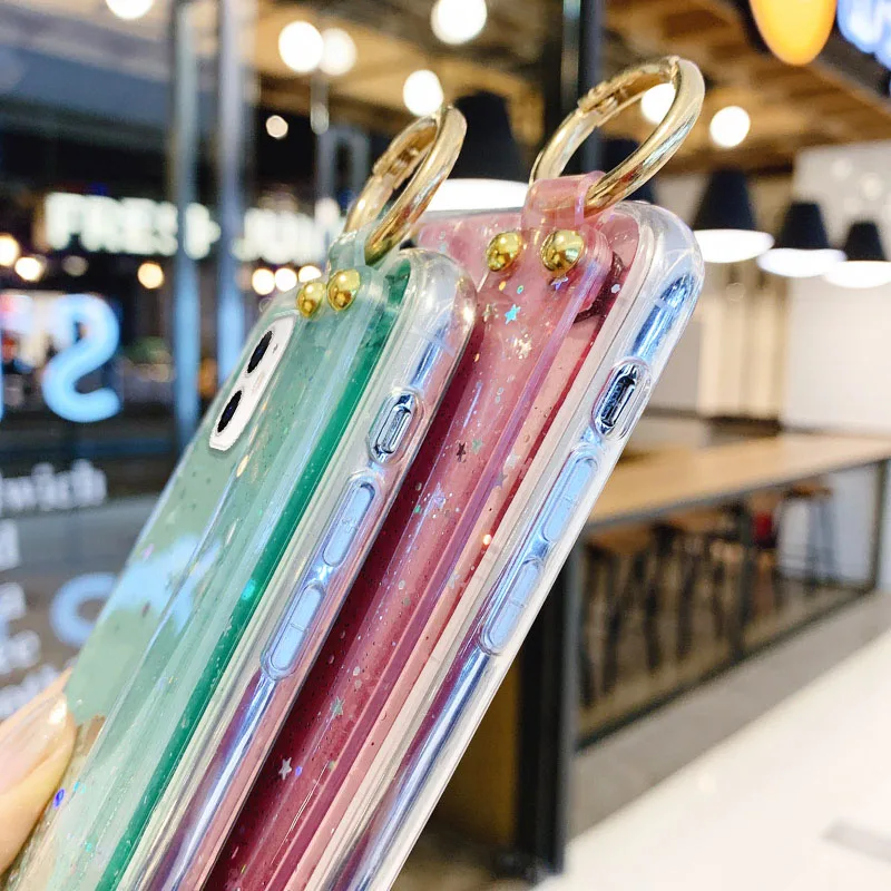 

Wrist Strap Bling Glitter Case For Iphone 11 12 Pro Max 12 Mini X XR XS Max 7 8 Plus 6 6S SE 2020 SE2 Funda Shell Bumper Capa