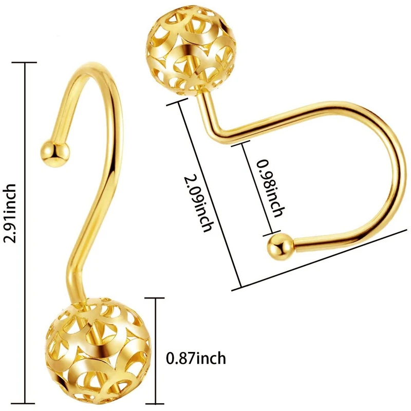 

Shower Curtain Hooks Rings,Set of 12 Decor ,Metal Rustproof for Bathroom