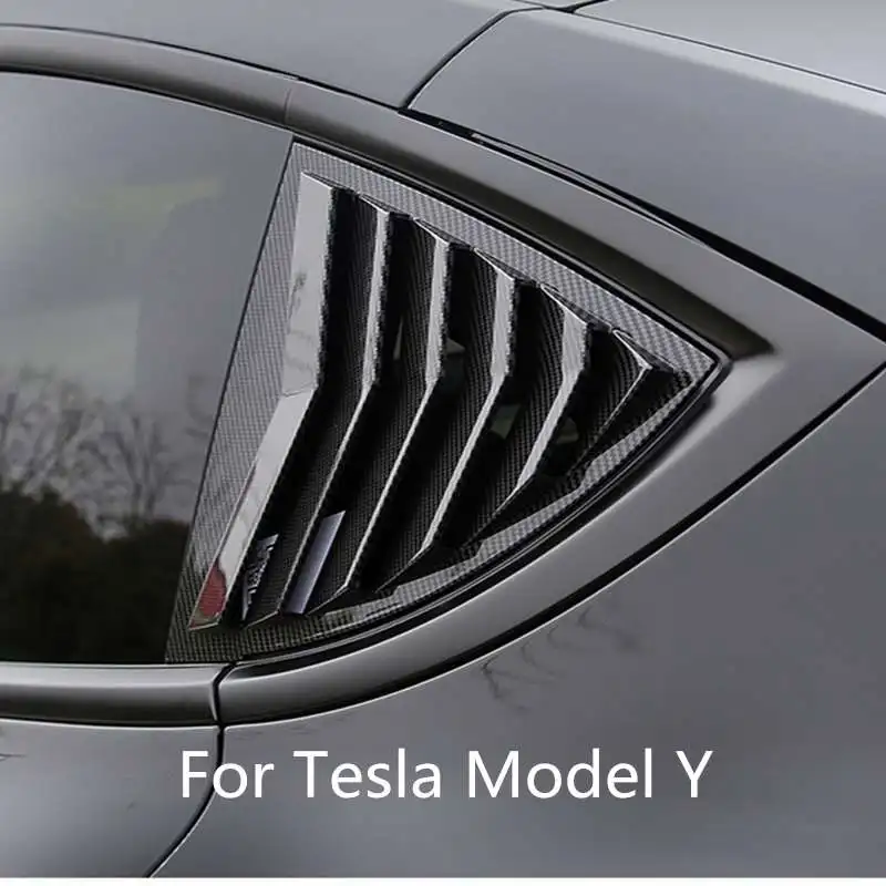 

Для Tesla модель Y затвор шторы украшение заднее окно Тройная угловая наклейка внешние аксессуары из углеродного волокна для украшения