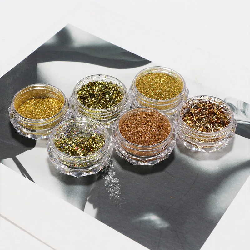 

6pcs/Set Manicure Finger Nail Polish Powder Shiny Glitter Nail Art Beauty Decoration Supplies Ornament MH88