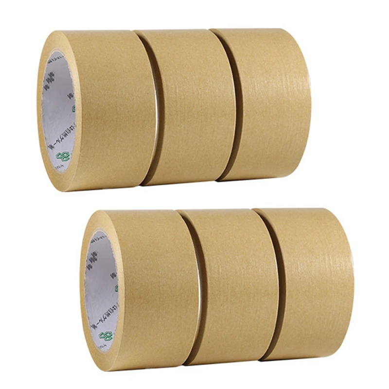 

6 рулонов упаковочной ленты из крафт-бумаги-прочная, сверхпрочная и надежная клейкая лента для больших посылок и коробок