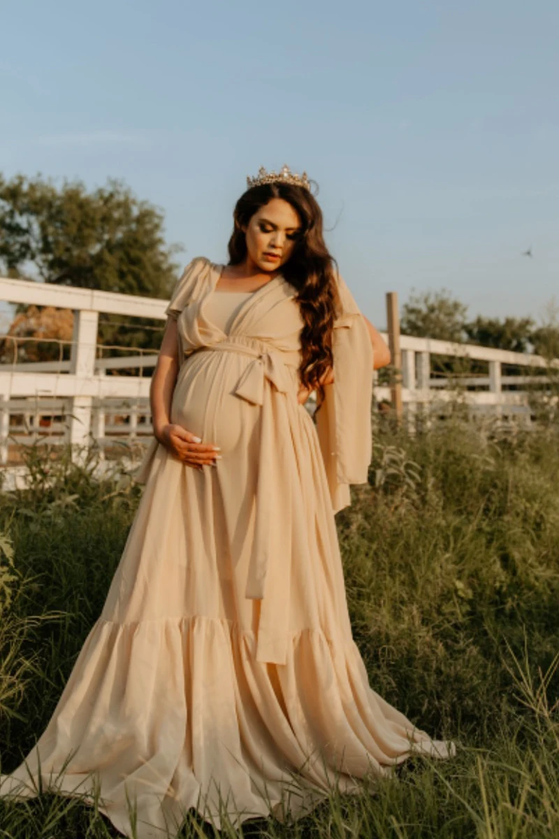 2021 Maternity Gown for Photoshoot Elegant Baby Shower Dress Chiffon Women's Dress