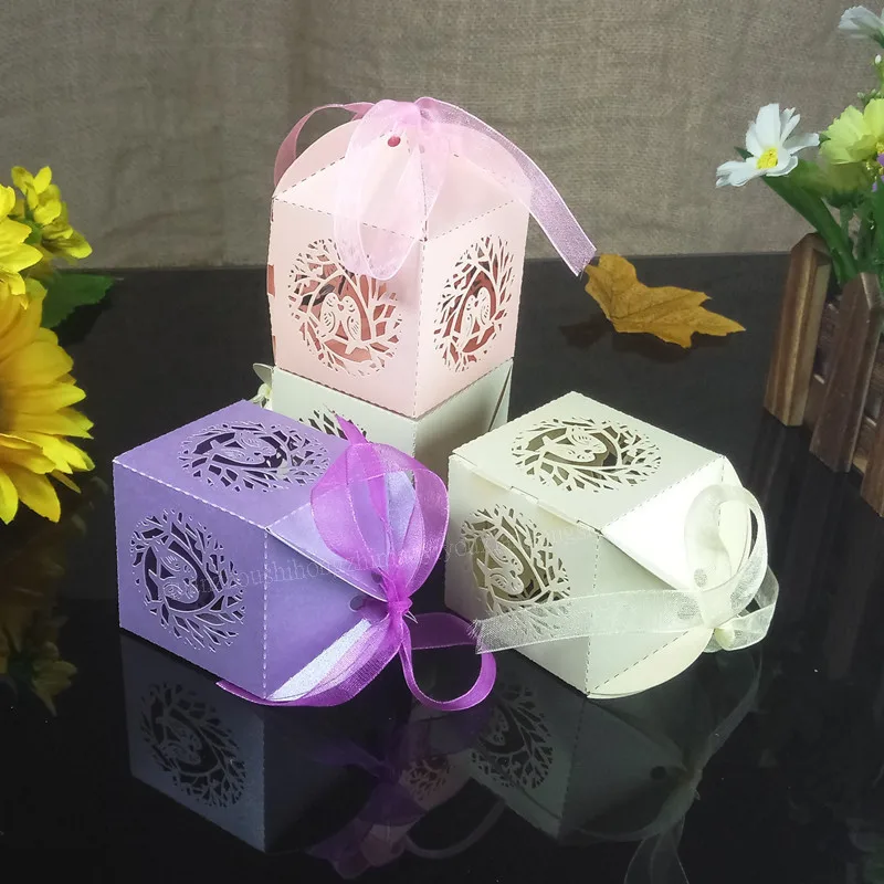 50 шт классический стиль Птицы Свадебная коробка конфет жемчужная бумажная для с