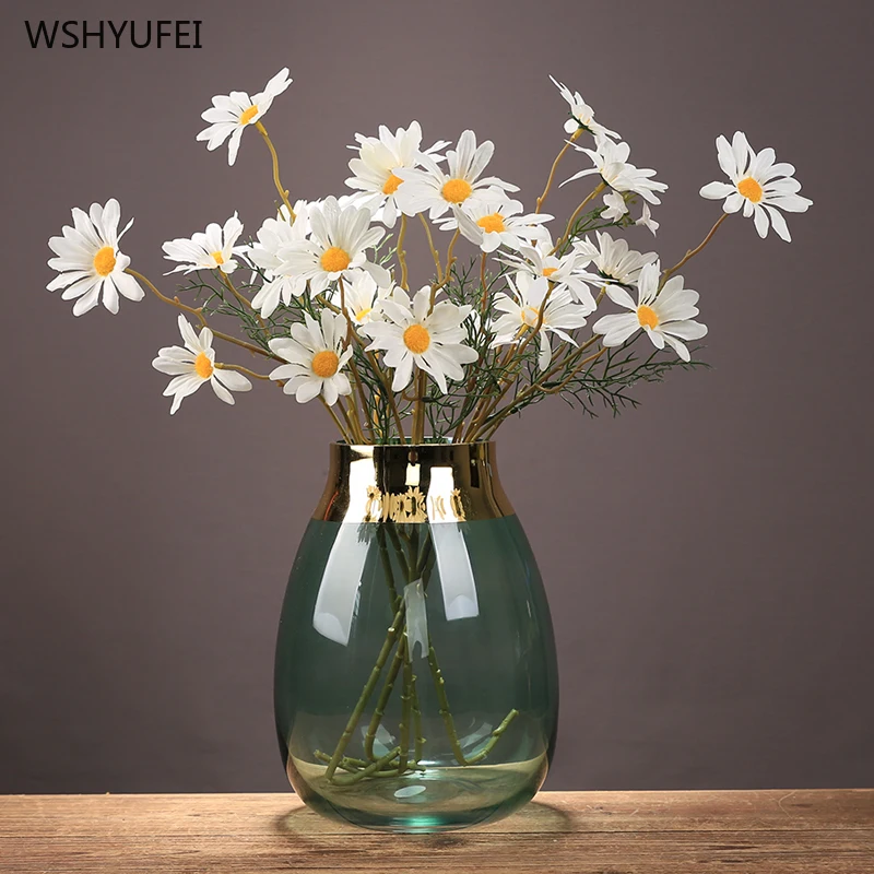 Светильник лая Роскошная золотая боковая стеклянная гидропонная ваза для дома