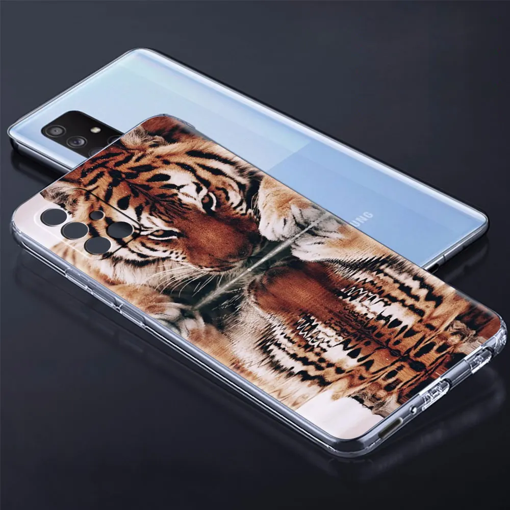 Lion Tiger Animal Transparent Phone Case For Samsung Galaxy A51 A32 A22 A52 A71 A72 5G A21s A12 A02s A11 A31 A41 A13 Cover Coque