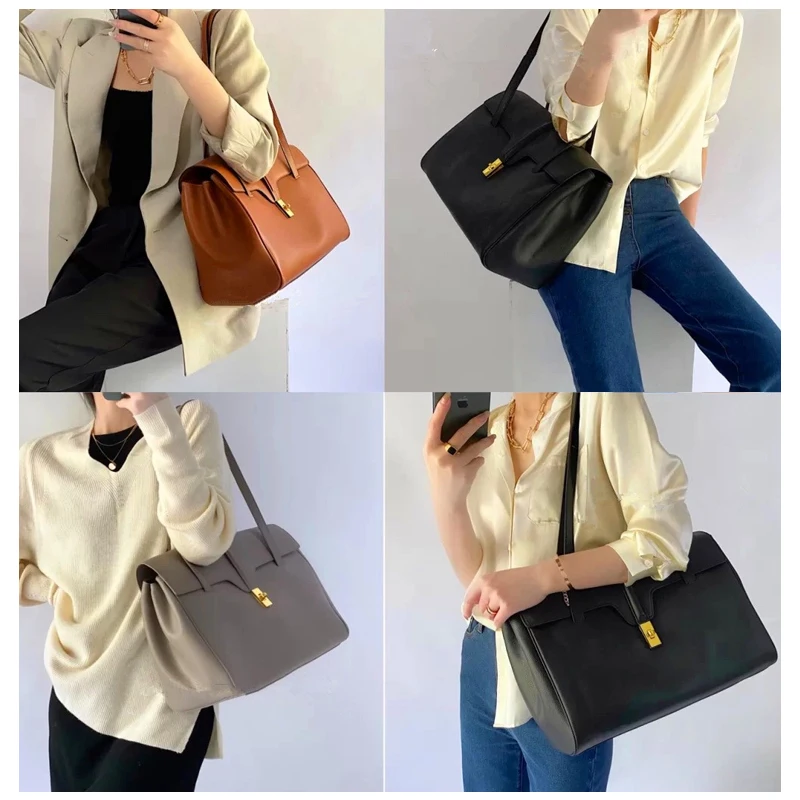 

Luxury Brand Top Genuine Leather Shoulder Bag Large Capacity Retro Simple Portable Tote Bag Super Soft 2021 Spring Fashion New