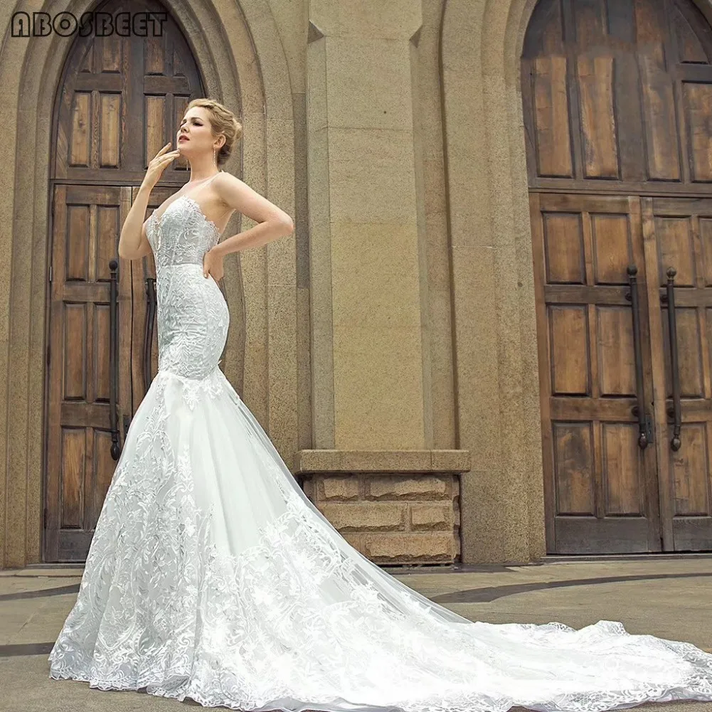 

Lace Wedding Dress Elegant with Shawl Mermaid Wedding Gowns for Bridal 2021 with Long Train Vestido De Noiva Sleeveless