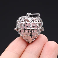 new necklace pendant natural stone heart shaped cage pendant for jewelry making diy necklace bracelet gift jewelry accessory