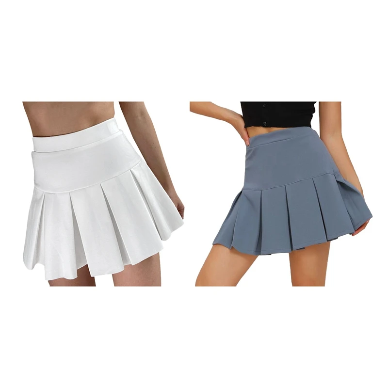 

Женские плиссированные юбки в стиле преппи, 2 шт., Повседневная мини-юбка в стиле 90-х с высокой талией, женская модная уличная одежда Y2K, белая ...
