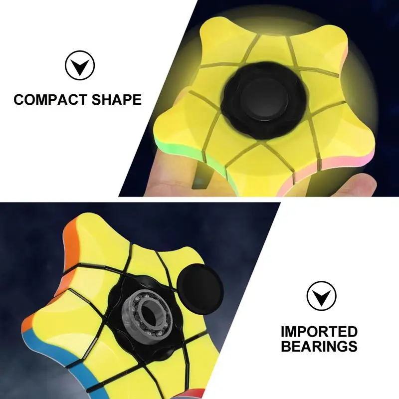 

1pc Portable Five-pointed Star Decompress Fingertip Cube Puzzle Intelligence Brain-developed Early Educational Toy(Yellow)