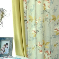 american pastoral light luxury plum blossom printing splicing curtains for living room and bedroom custom products
